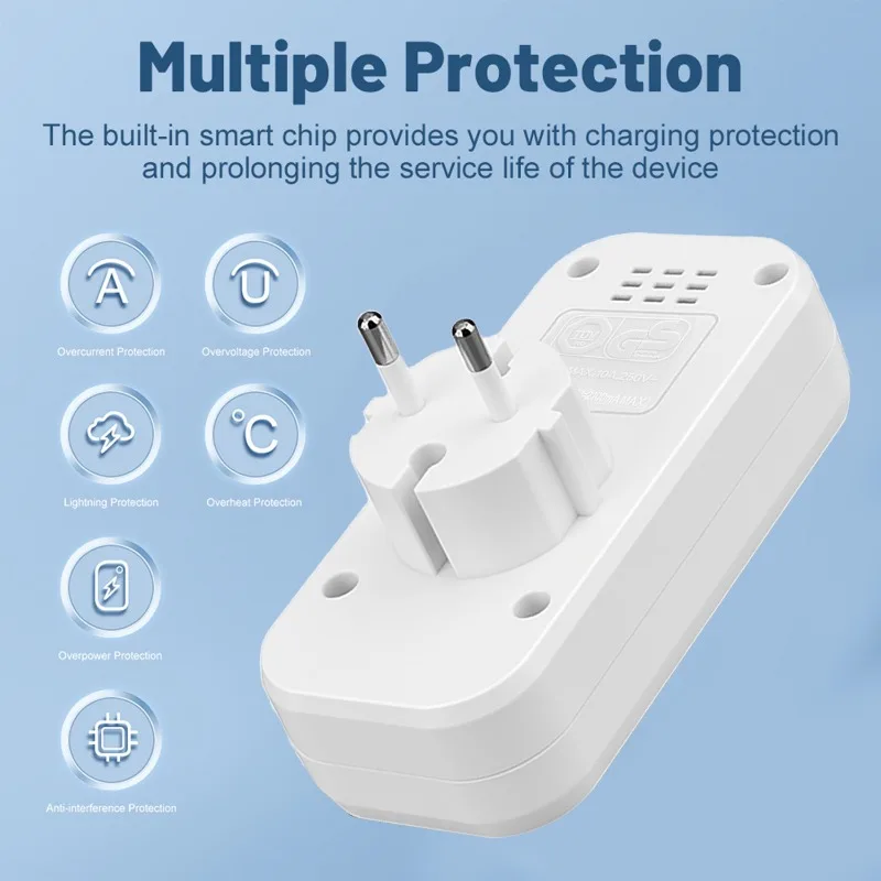 EU Plug Conversion Plug Multifunctional Sockets Portable with 2 USB Port German French Russian Universal Sockets Power Adapter