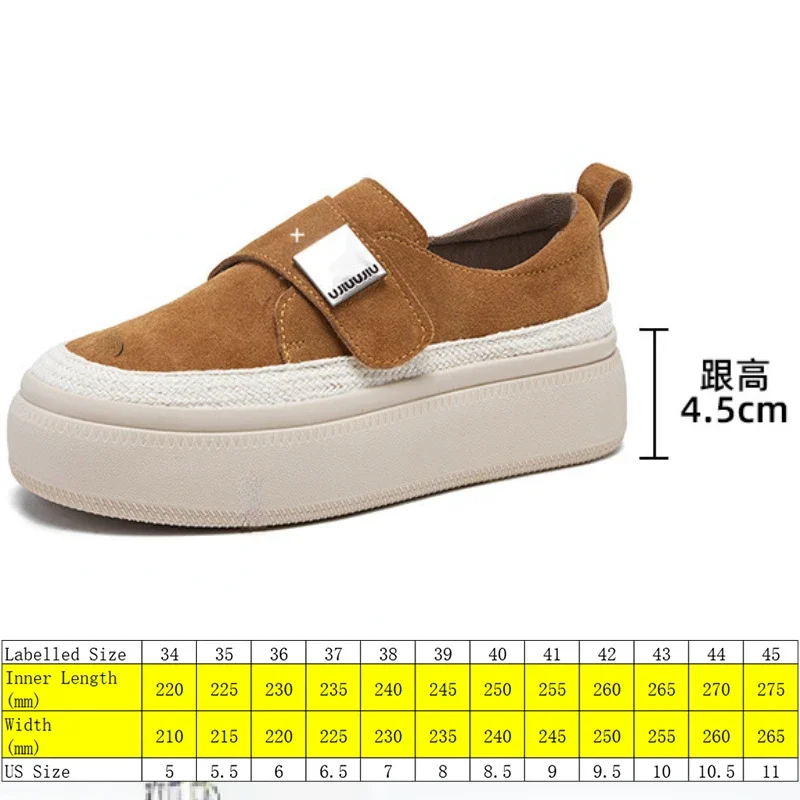 Koznoy 4.5cm Suede Cow Genuine Leather Women Platform Flats Loafer Comfy Ladies Spring Chunky Sneakers Vulcanize Autumn Shoes