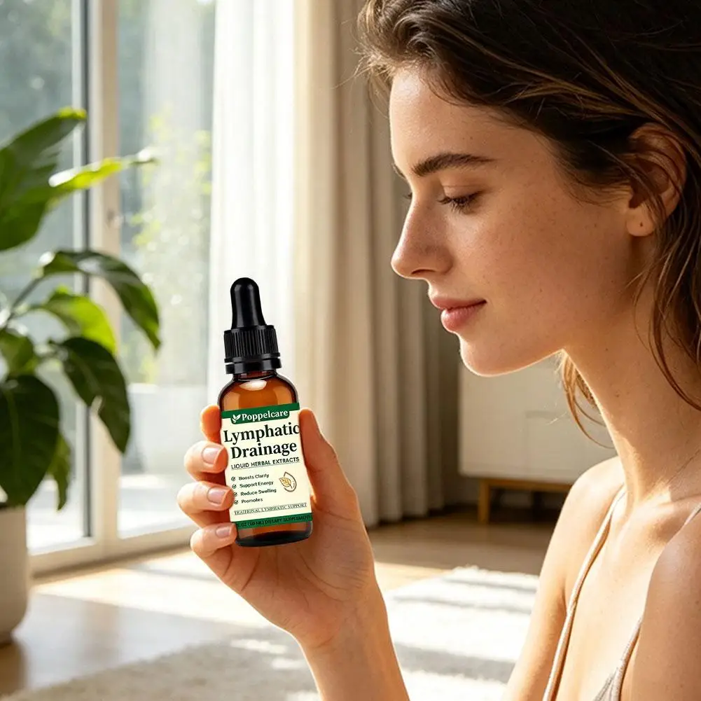 Poppelcare Herbal Lymphatic Care Drops 60ml Dandelion Burdock Root Extract Liquid Daily Wellness Formula for Adults