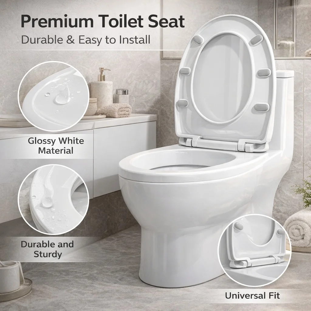 

Quick Mount Toilet Seat, Simple Setup Design, Soft Close Toilet Lid for Commercial Home Use