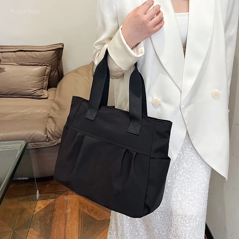 Women's Handbag Underarm Tote Shoulder Bag Versatile Large Capacity Minimalist High-end Fashion Solid Color Canvas Casual