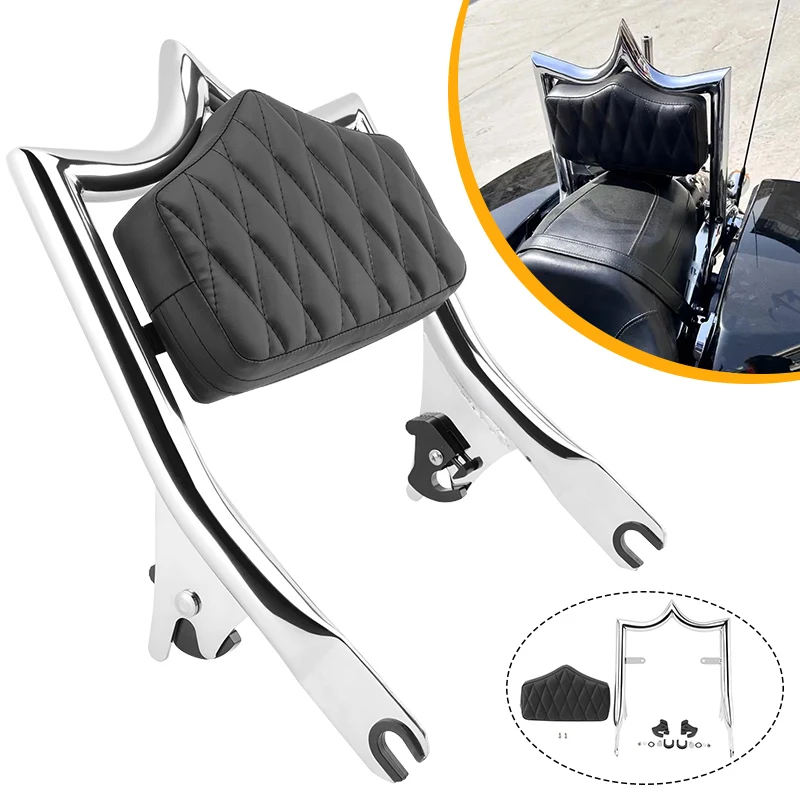 

Хромированная спинка пассажира мотоцикла, съемная перекладина Sissy Bar, подходит для Harley Touring Street Glide Road Glide Road King 2009-Later