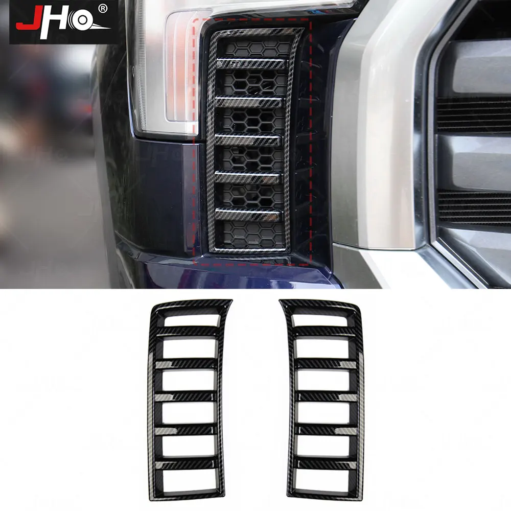 

JHO Car Front Side Grille Air Vent Intake Cover Carbon Grain Trim Fit for 3rd gen Toyota Tundra 2022 2023 Exterior Accessories