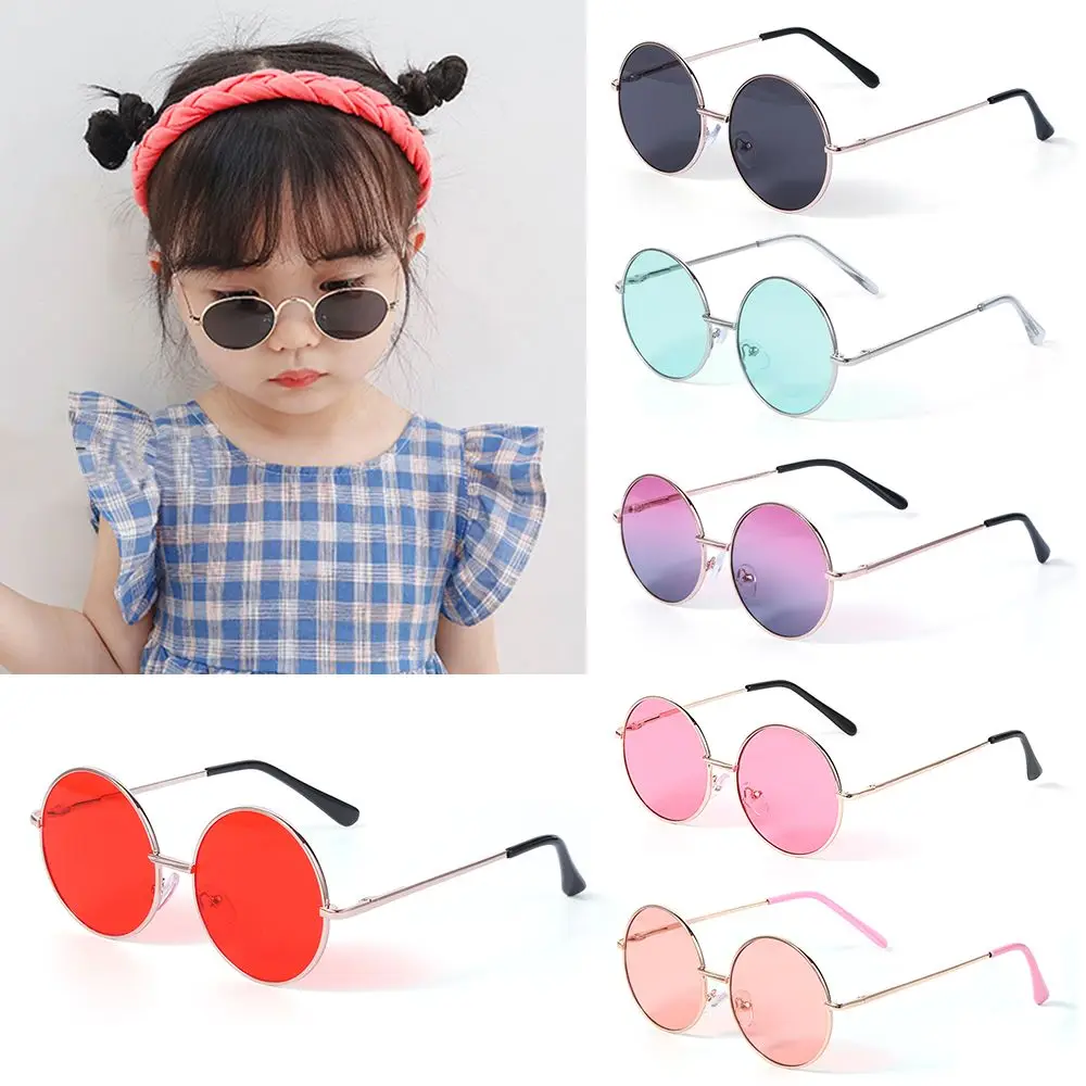 Fashion New Retro British Style Children's Accessories Round Frame Kids Sunglasses Eyewear Sun Glasses Metal Sunglasses