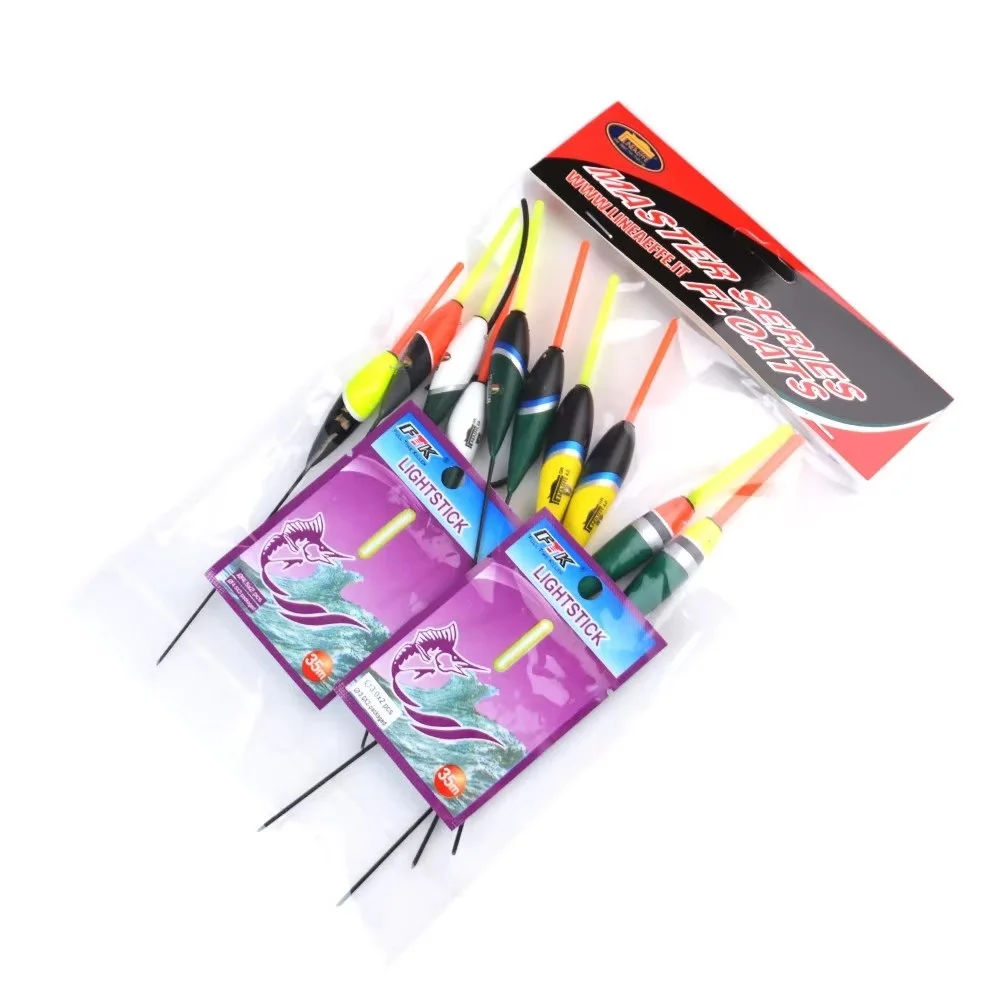 FTK 10PCS Barguzinsky Fir Fishing Floats Light Stick Bobber Mixed Size 2G-6G Vertical Floats Buoy Carp Fishing Accessories