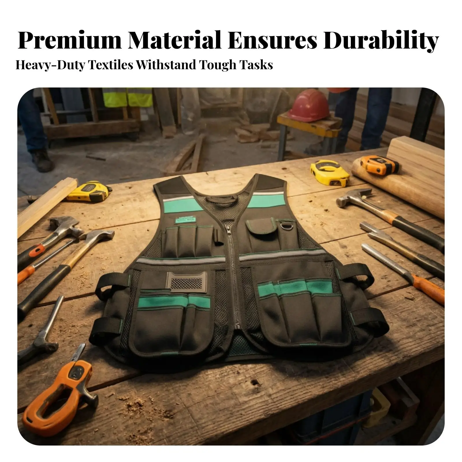 Work Vest with Pockets for Electrician Tools and Fasteners Oxford Fabric Heavy Duty with Hanging Loop Design