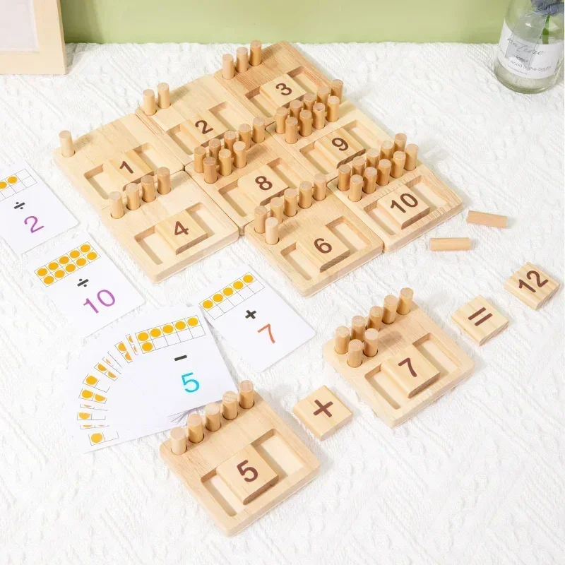 Children Montessori Wooden Sensory Math Board Stick Counting Matching Number Blocks Preschool Learning Educational Toys Toddlers