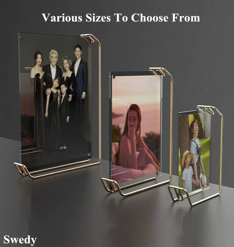 

6 Inch 105x150mm High-definition Acrylic Photo Picture Frame Table Menu Holder Metal Base Sign Holder Display Stand