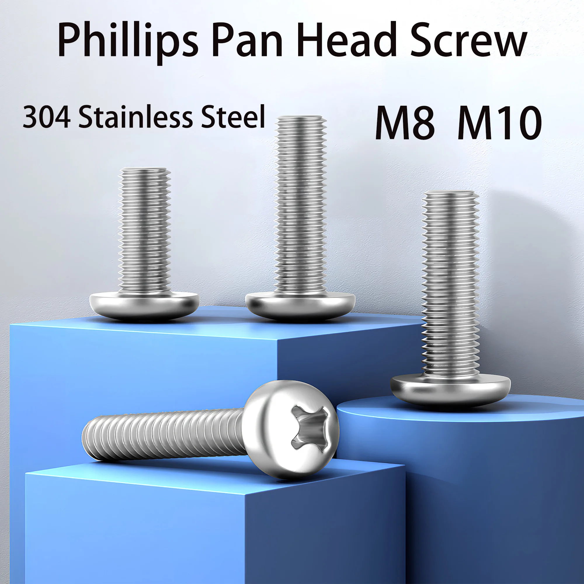 

M8 M10 304 Stainless Steel Phillips Pan Head 2-20Pcs Anti-Rust Camera TV Computer Screws Machine Bolts for Assembly Repair