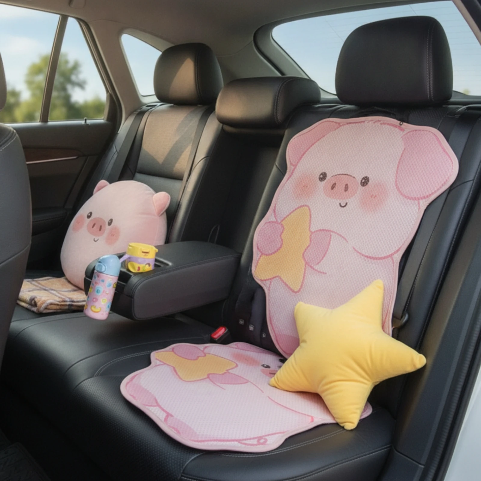 Car Seat Cushion with Backrest Animal-Shaped Car Seat Cushion with Back Support Pillow Supportive Quick-Drying for Drivers