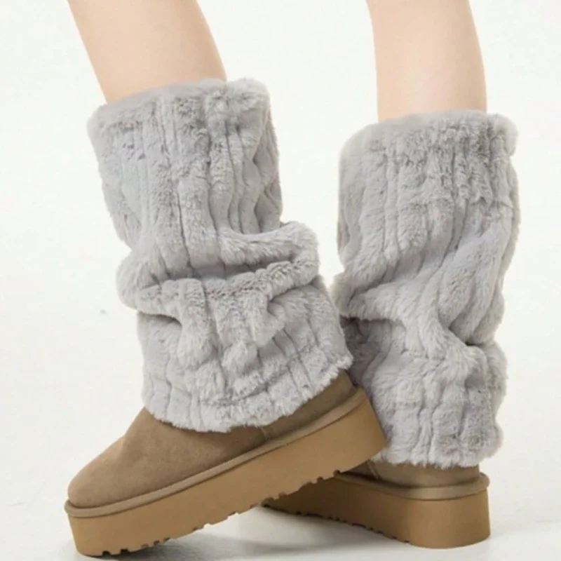 Ultra-Soft Sherpa Leg Warmers - Stretchy Ribbed Design for All-Day Comfort & Warmth, Perfect Layering Piece for Cooler Days