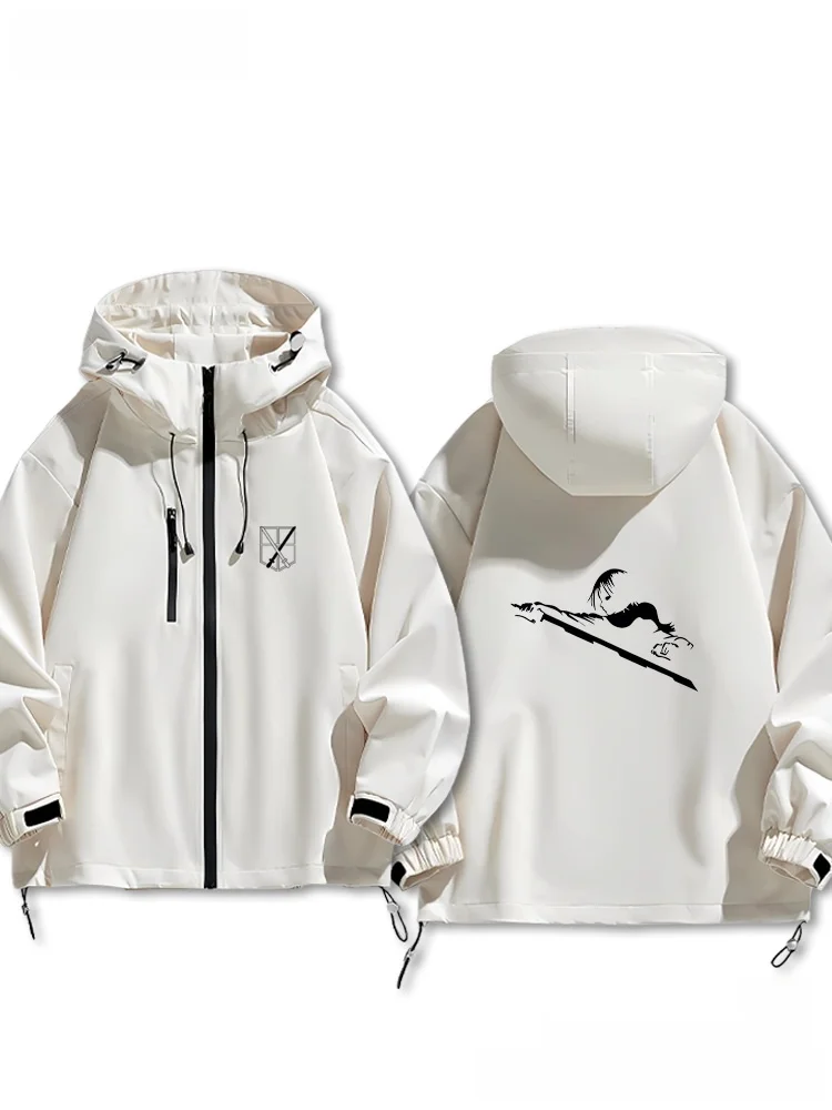 進撃の巨人-コラボ-カップル衣装-ジャケット-ウインドブレーカー-防水-アウター-ゆったりフィット-若々しい-春-秋-冬