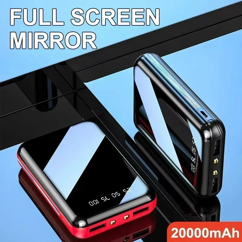 VIVO 20000mAh بنك طاقة صغير محمول شاحن مرآة شاشة LED باور بانك رقمي لهاتف آيفون هواوي سامسونج بطارية خارجية #4