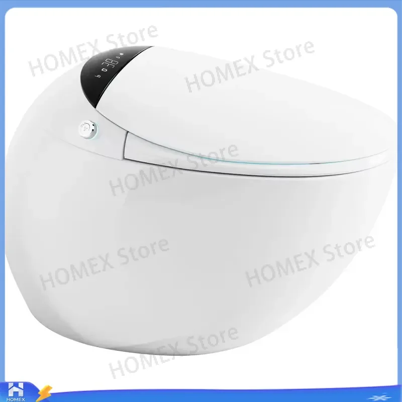 Smart Toilet Automatic Flushing Round Intelligent Bidet Seat with Foot Sensor LED Display Heated Seat for Home Hotel Villa