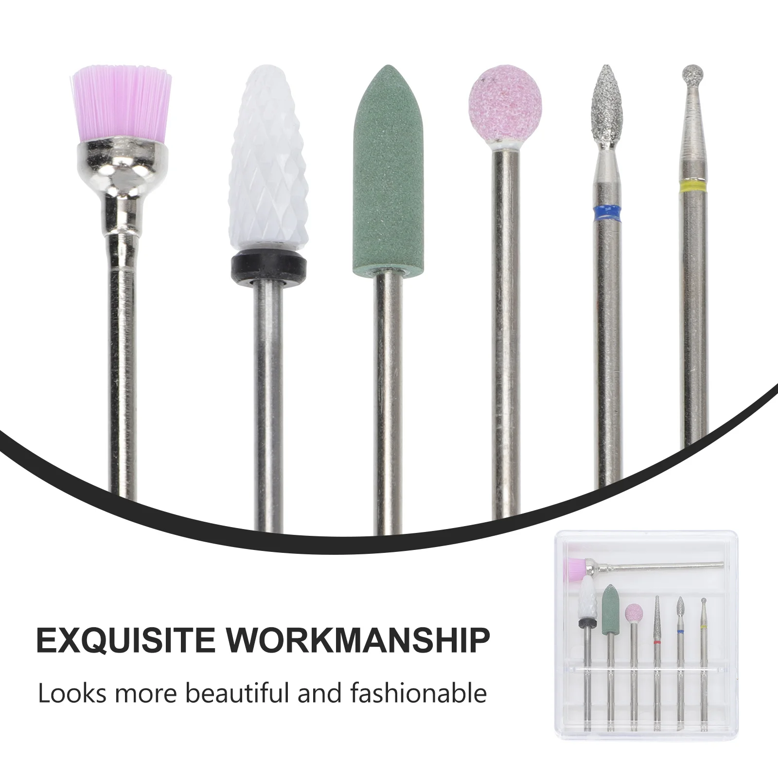 

1 set Tungsten Steel Grinding Nail Art Drill Bits Polishing Heads for Manicure Kit Comfortable Skin Protection Premium
