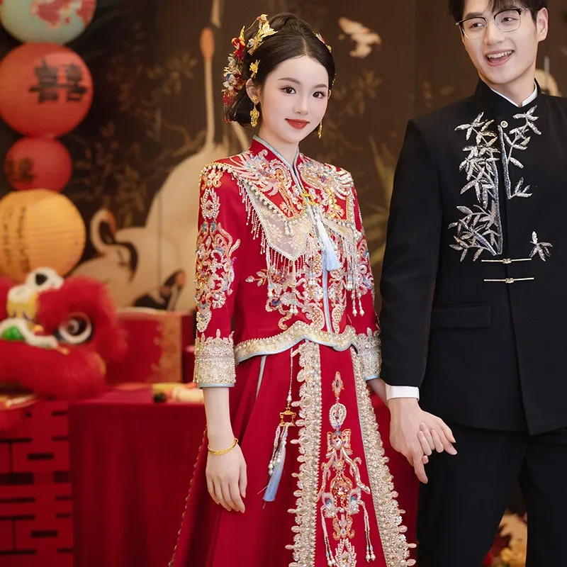 

Новое свадебное платье в китайском стиле с драконом и фениксом