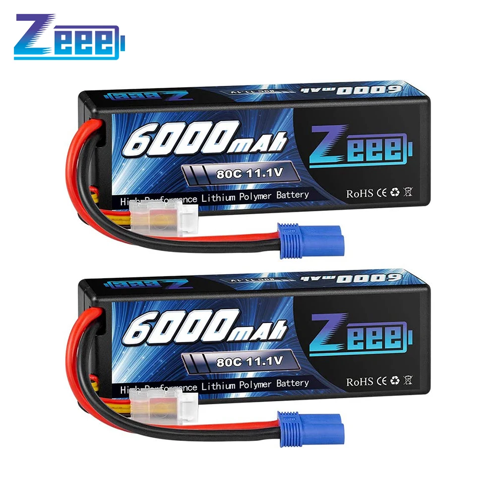 1/2Units Zeee 3S Lipo Battery 11.1V 80C 6000mAh Hardcase with EC5 Plug for RC Cars FPV Buggy Trucks Boats Suits for RC Drones