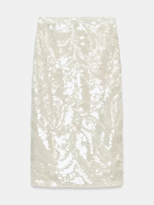 

Fashionable Beaded Midi Skirt Women's High Waist Straight Leg Bodycon Dress Casual Polyester Fiber Elastic Micro Stretch
