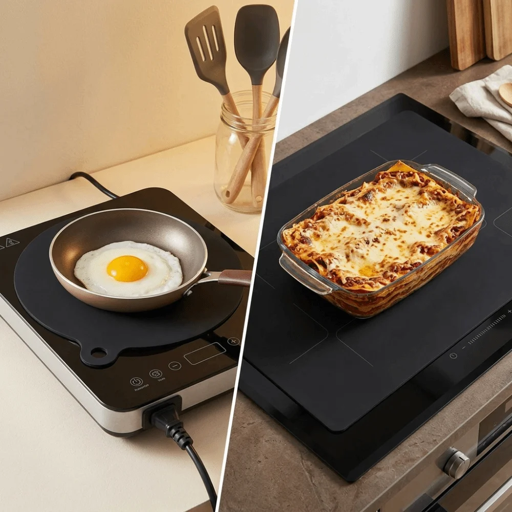 Washable Silicone Induction Cooker Pad Heat Resistant Oil Resistant Cooktop Mat Round And Square soft Oil Proof Pad Household