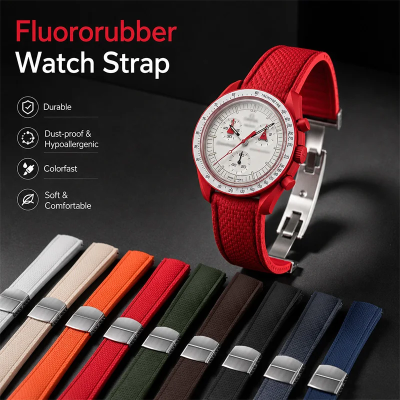 Popular Cts Curved Fluororubber Watch Strap, Suitable for Replacing Brand Watch Straps, High-End Luxury Fluororubber, Customizable 19mm Strap