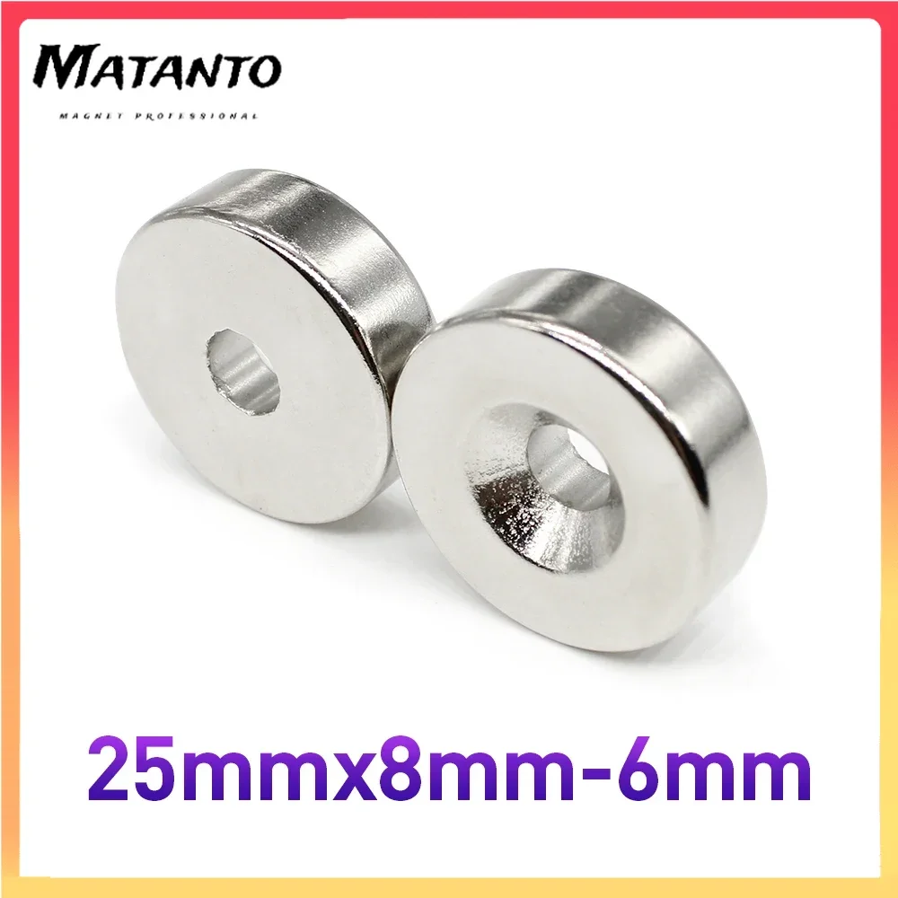 

5/10Pcs 25x8-6mm Small Round Super Strong N35 Search Magnet Countersunk Neodymium Magnet Disc Imanes Fishing Magnet