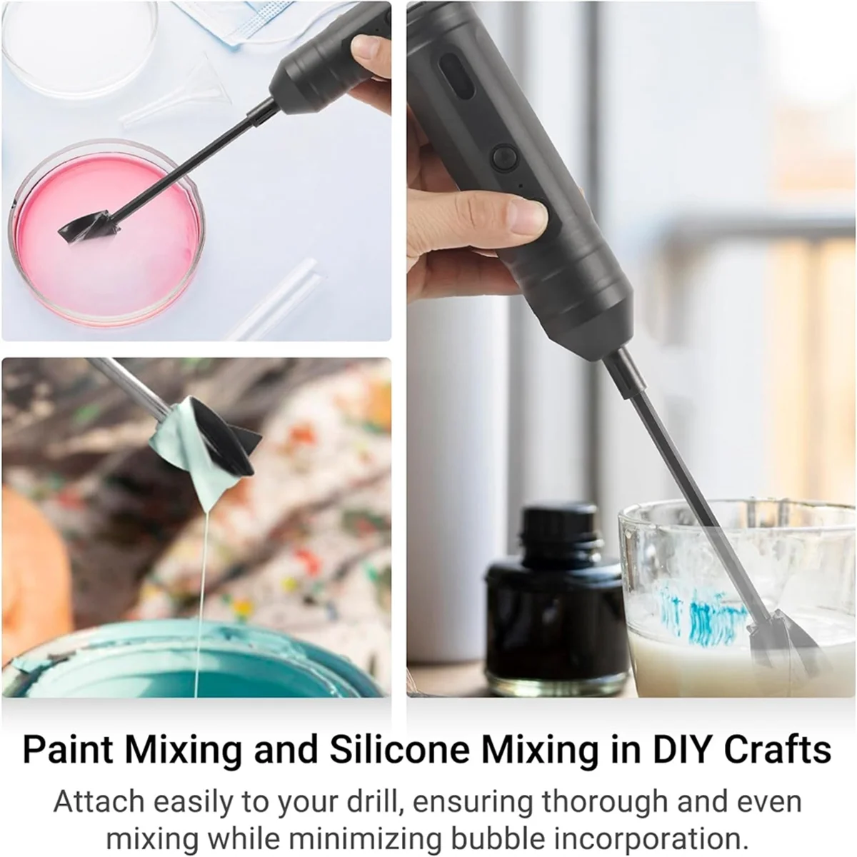ชุดเครื่องผสมอีพอกซี่เรซินไร้สายแบบไฟฟ้าเครื่องผสมเรซินมือแบบชาร์จไฟได้สำหรับอีพอกซีเรซิน4อันสำหรับงานฝีมือ DIY