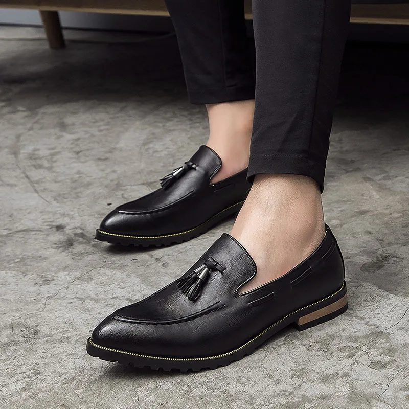 

Мужские туфли-оксфорды из ПУ кожи, с острым носком