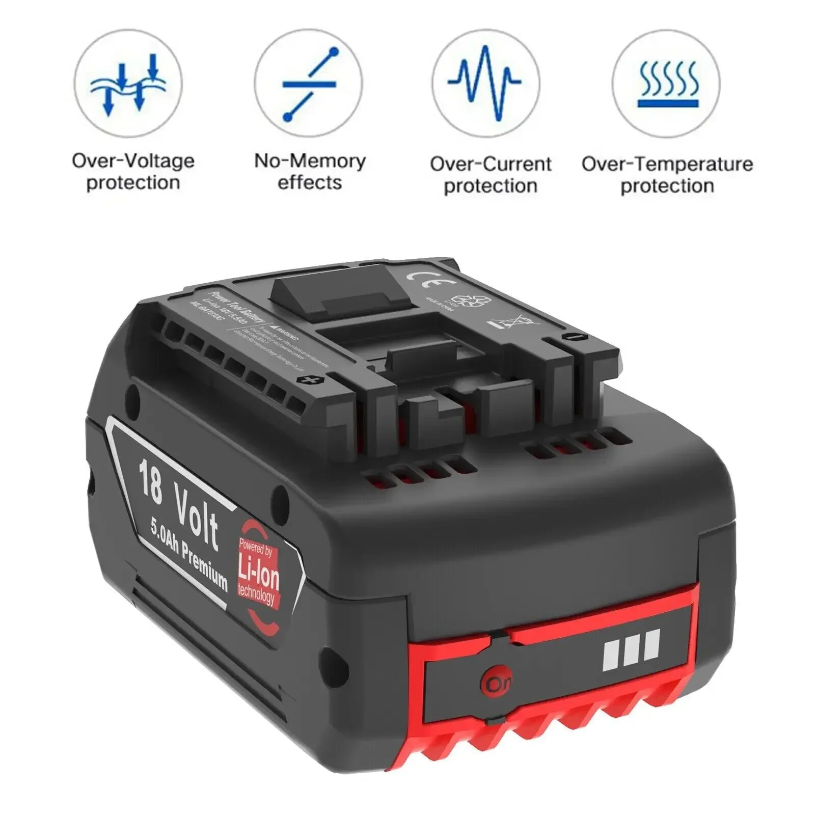 High-Performance For BOSCH 18V 6.0Ah LITHIUM-ION BATTERY GBA 18v 4.0/5.0 Ah Professional GBA GSR GSB BAT609 Rechargeable Battery