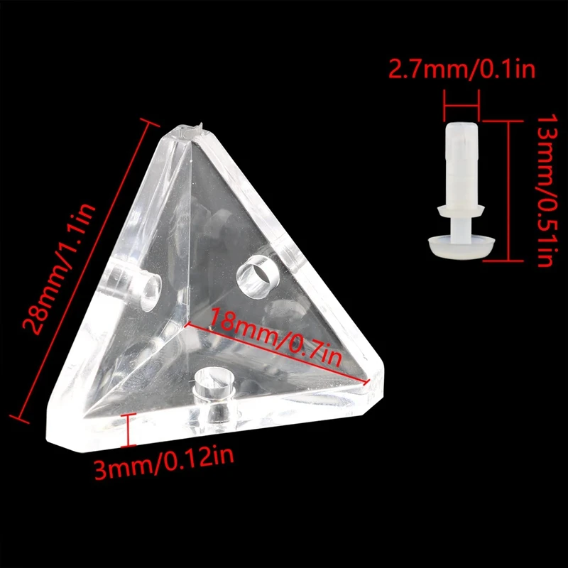 12Pcs Acrylic Corner Brackets With Semitransparent Screws Clear 3-Hole Right Angle Joint Brace Brackets