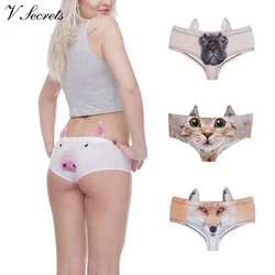 Women Sexy Panties Low Rise Lingerie Breathable Briefs Animal Ears Underpant Pig Fox Printed Elastic Underwear трусы женские