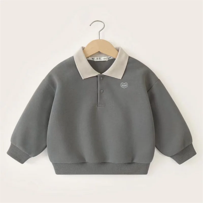 Jungen Pullover Kinder Polo Kragen Pullover Frühling Herbst Neue Kinder Teenager Langarm Brief Mantel Baby Casual Pullover 2-8 Jahre – Detail 7