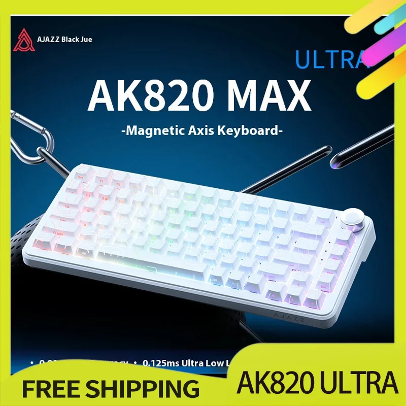 

AJAZZ AK820 Max Ultra HE Hall Effect Magnetic Switch Wireless Gaming Keyboard E-Sport 8K Polling Rate 2.4G BT Connection DKS RGB