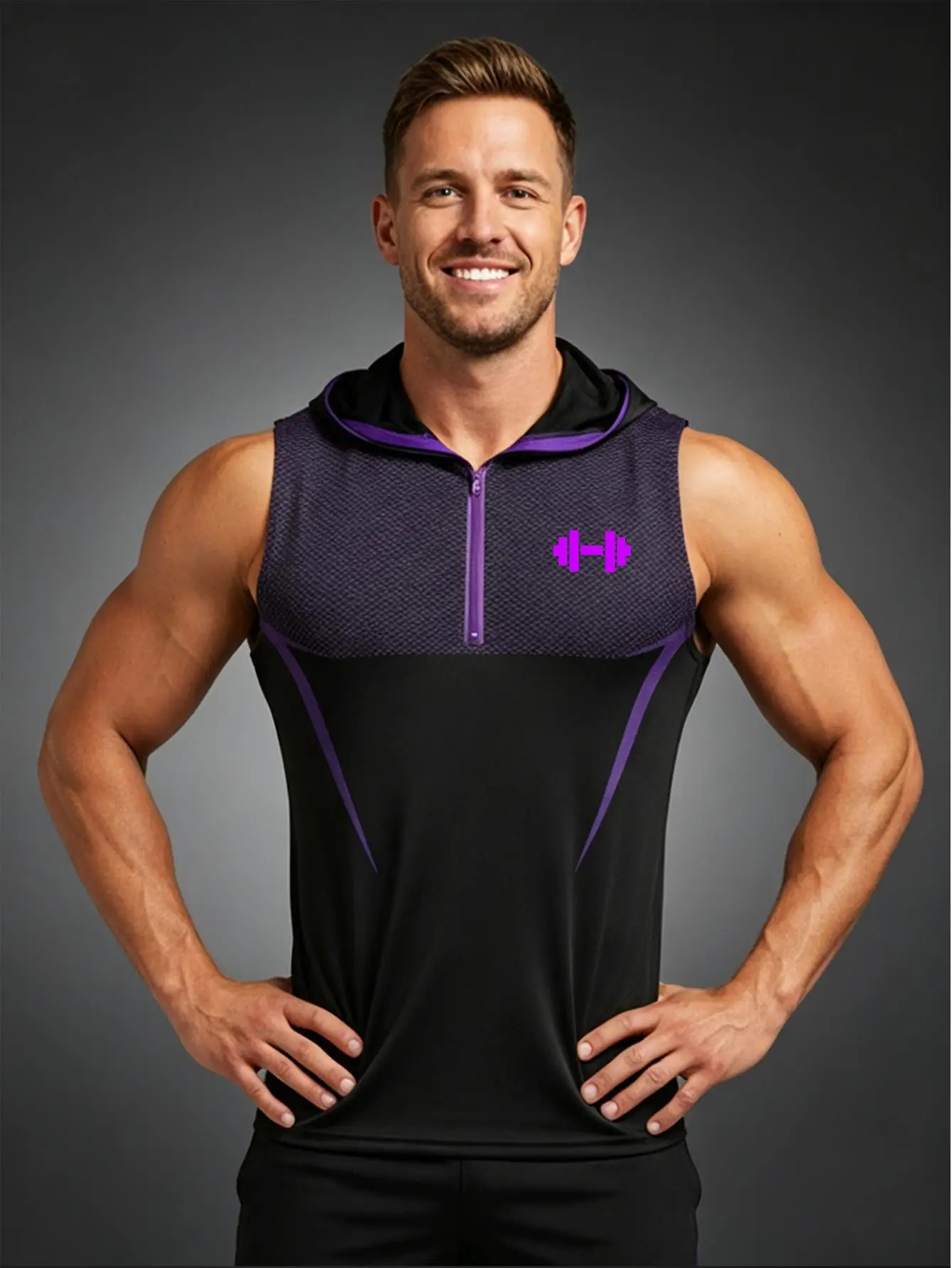 Mens Sport  Sleeve Hoodie Slim Fit Breathable Quick Dry Knitted Elastic T-shirt Gym Bodybuilding Fitness Hooded Shirtsn