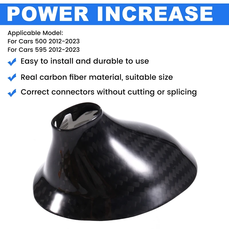 Real Hard Carbon Fiber Car Antenna Shark Fin Cover Roof Shark Fin Antenna Cover Sticker For Fiat 500 Abarth 595 2012+