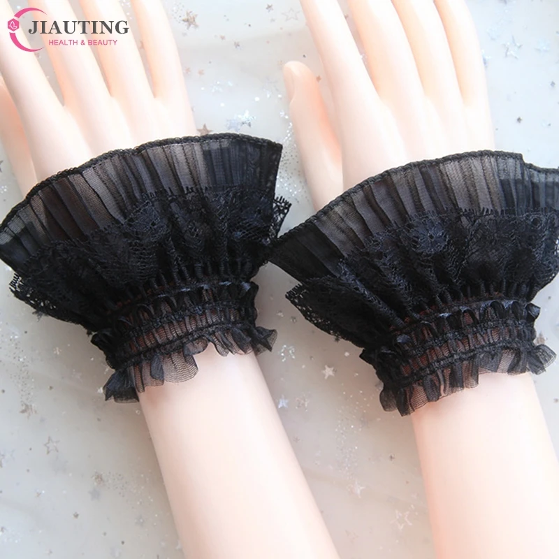 1 Pair Manicure Photo Lace Decorative Cuff Double-Layer Mesh Horn Sleeve Nail Showing Posing Sleeve DIY Shooting Background Prop