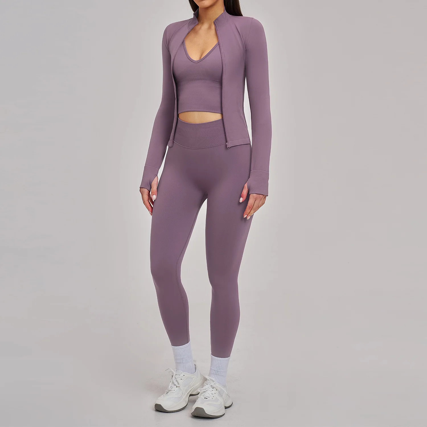 Seamless Yoga Suit 3PCS Gym Set Women Tracksuit Running Sport Workout Clothes Long Sleeve Sports Bra Athletic Wear Yoga Clothing
