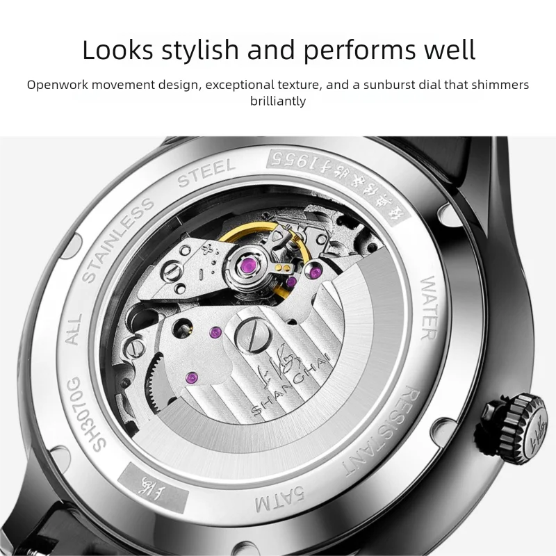 Reloj de negocios minimalista Shanghai para hombre, diseño de diamante, reloj de pulsera masculino resistente al agua de 41,3mm, cristal de zafiro de acero inoxidable 3070