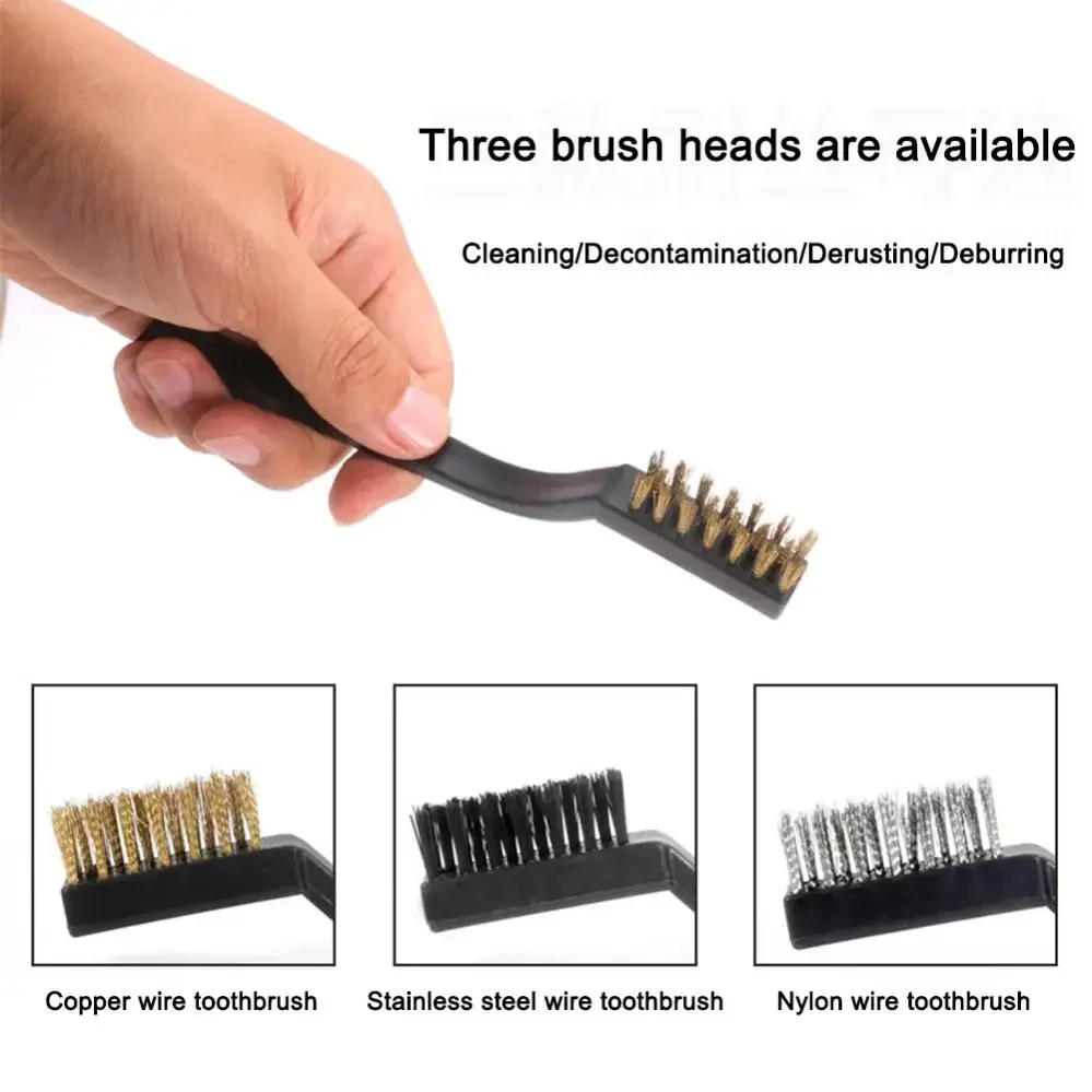 3/6Pcs Mini Remove Rust Brush Brass Cleaning Polishing Metal Brushes Brass Wire Steel Wire Nylon Brush Clean Tools Home Kits