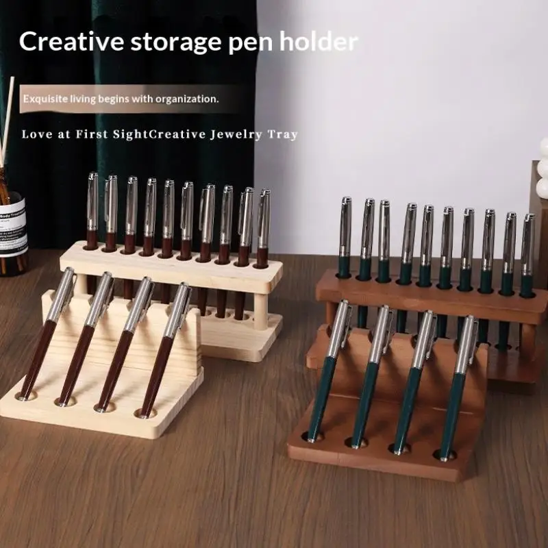 1PC Walnut Wood Multifunction Desk Organizer - Pen Holder, Phone Stand & Storage Solution For Office And School