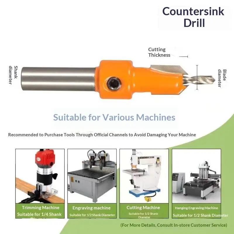 8/10mm Diameter High-speed Steel Woodworking Countersunk End Milling Cutter Drill, Suitable For Disassembling Wood Milling Tool