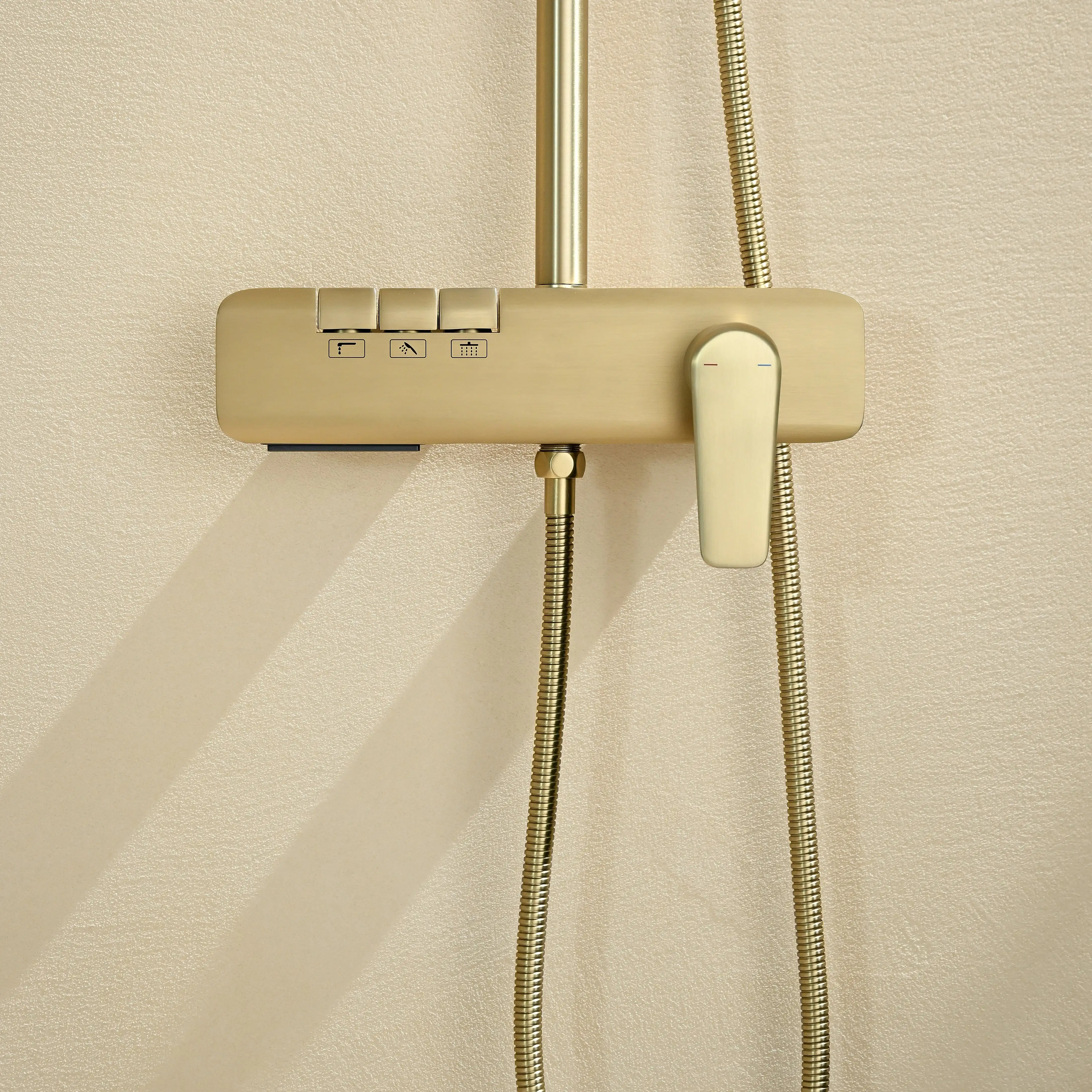 Luxury Chrome Anti-Fingerprint Brass 3-Function Pressurized Wall-Mounted Rainfall Shower Set Massage Dual Handle Slide Bar Hotel