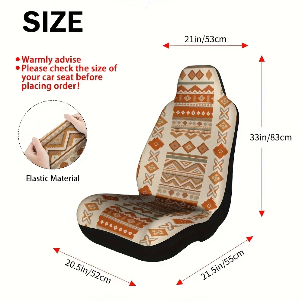 Set Of 2, Abstract Textile Design With Geometric Stripes For Car Seat Covers, Universally Washable Material, Infuses Character A