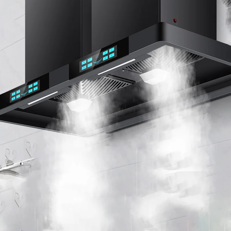 Black crystal glass panel commercial range hood double motor large suction strong range hood custom range hood kitchen