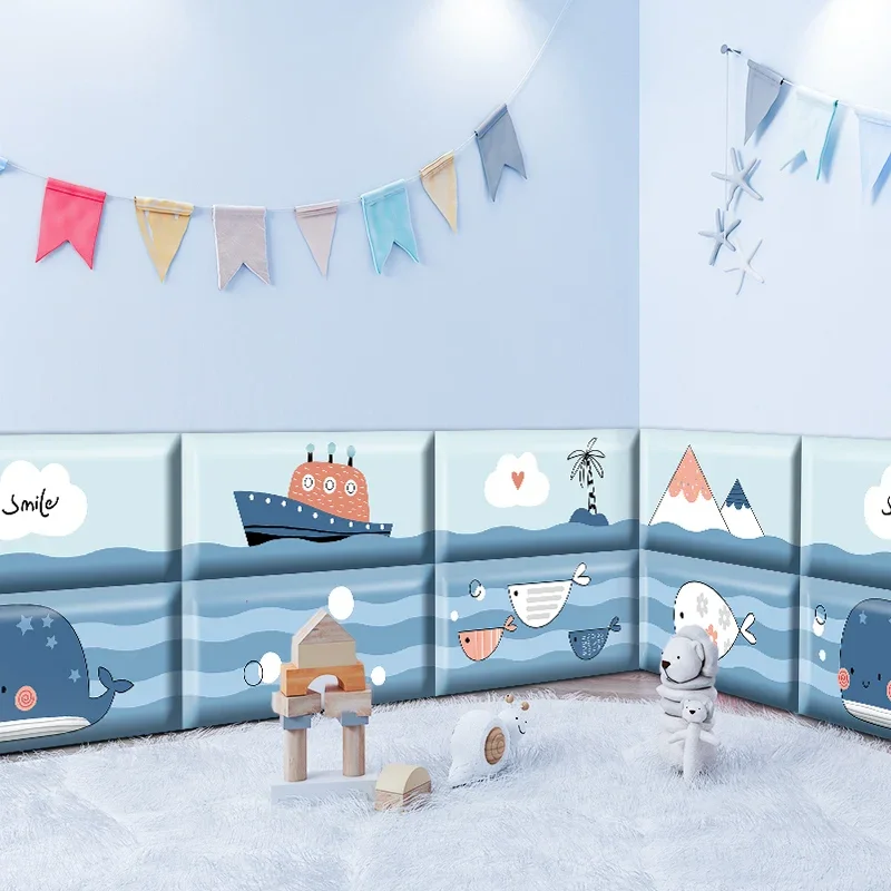 Bed Headboard Wall Stickers Baby Anti-Collision Boy Kids Room Tatami Decor Art Self-adhesive 3D Head Boards Stickers Cabeceira