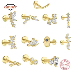 CANNER 1Piece Piercing 925 Sterling Silver Small Stud Earrings for Women Trend Ear Cartilage Fine Jewelry New Earring 2023 Gifts