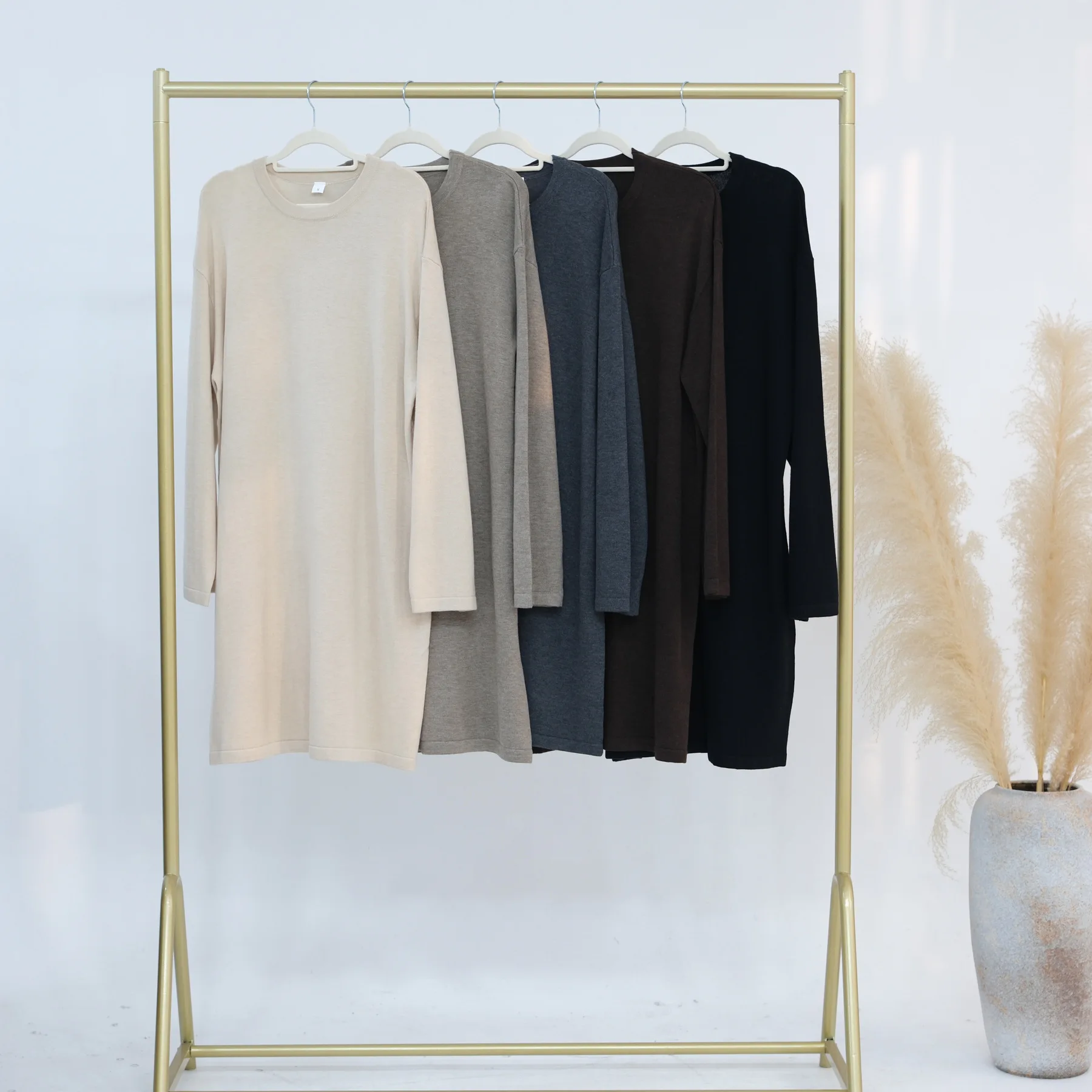 

Женское трикотажное платье-свитер с высоким воротом, однотонное, с длинным рукавом, повседневное, мини, оверсайз, для осени и зимы, теплая одежда