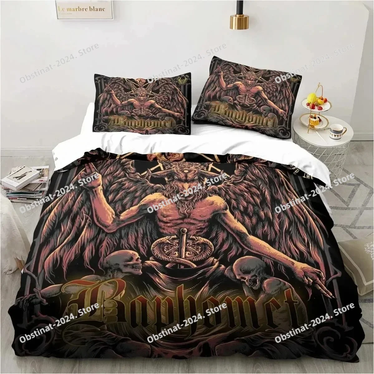 

Satanic Satan Devil Bedding Set Boys Girls Twin Queen Size Duvet Cover Pillowcase Bed Kids Adult Fashion Home Textileextile