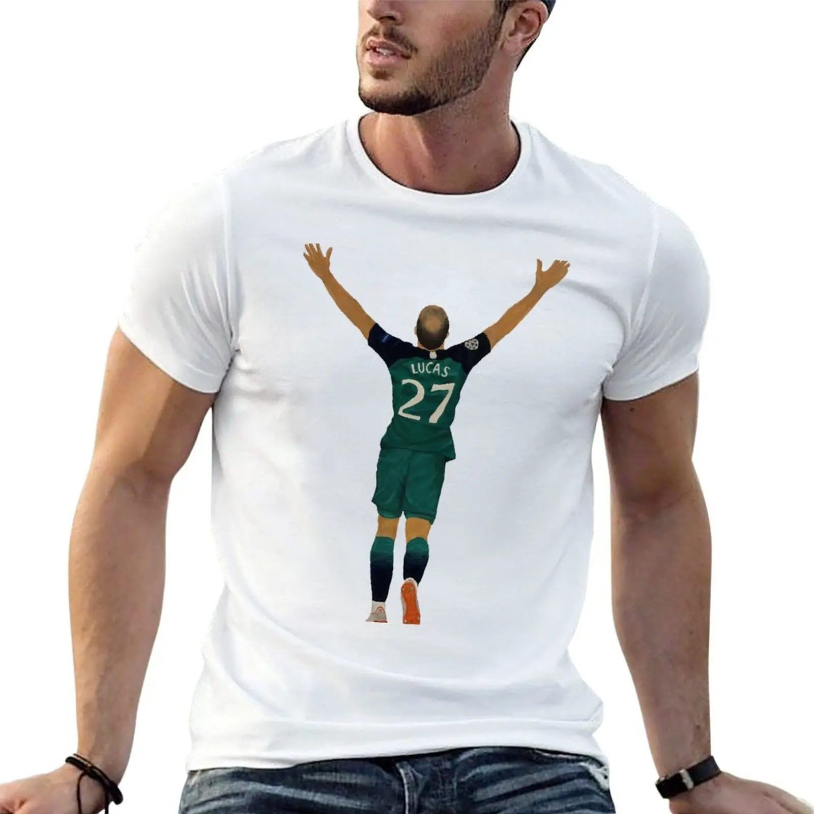 Camiseta Lucas Moura Painting, camiseta para hombre, camiseta 100% de algodón, paquete de camisetas para hombre, camiseta gráfica vintage