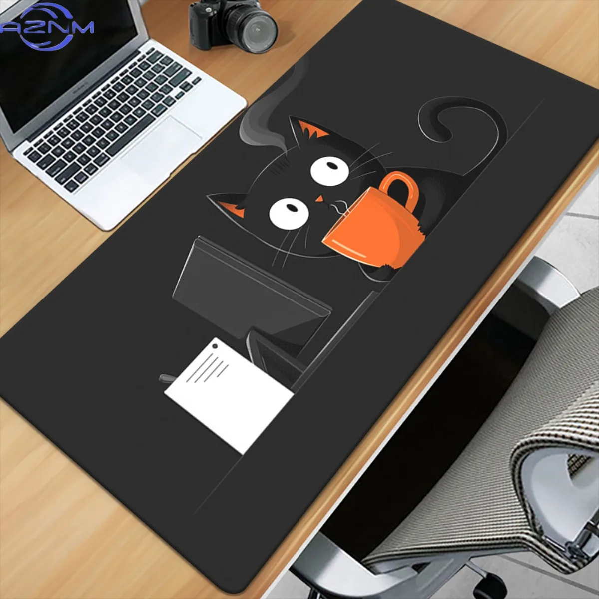 1pc Cat coffee work Pattern HD Printed Pad for Desk, Multi Functional XXL Mousepad, Keyboard Gaming Mouse Mats, Office Computer