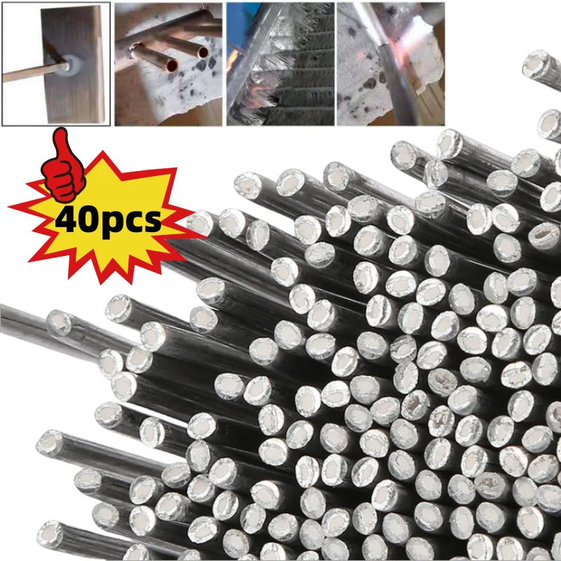 40/20/10pcs Aluminum Welding Rods 1.6/2.0mm Low Temperature Easy Melt Aluminum Welding Wire Flux Core Suitable for Soldering view 3